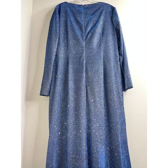 Ieena For MAC DUGGAL Sparkling Metallic Blue Shimmer Twist Front Gown Size 16 - Picture 10 of 10